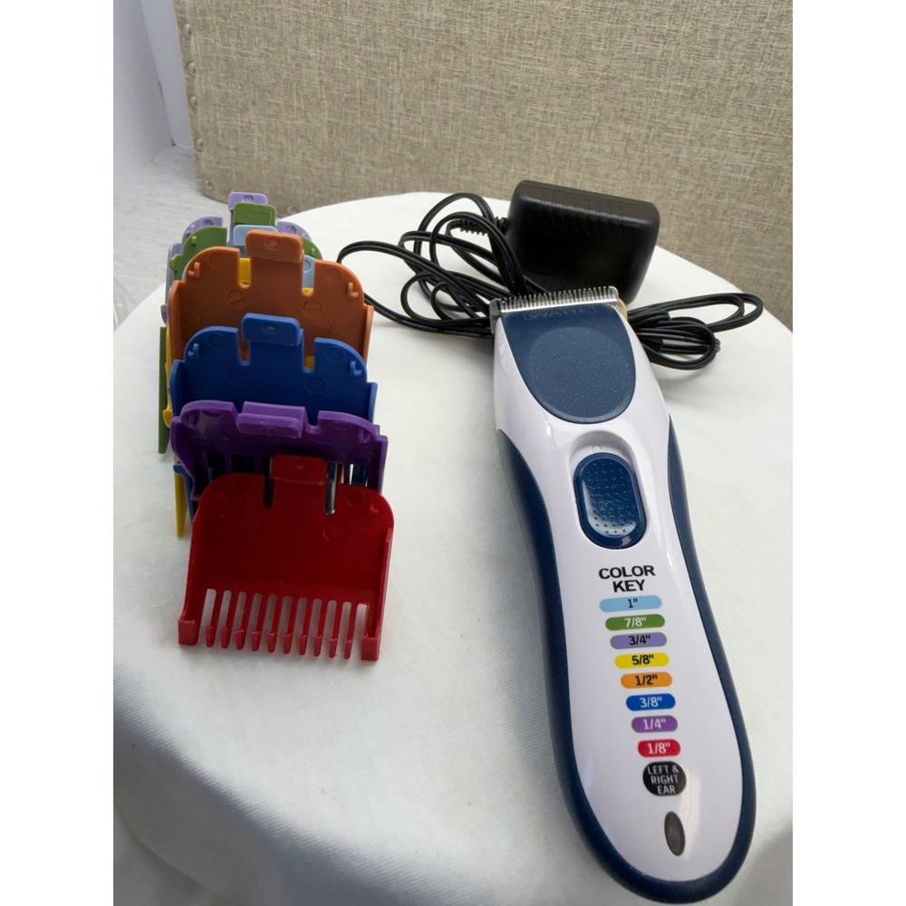 Wahl Color Pro Corded Hair Clipper Trimmer White Blue with Color Coded Guards
